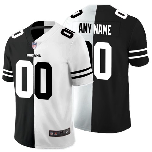 Men's Cleveland Browns ACTIVE PLAYER Custom 2020 Black & White Split Limited Stitched Jersey